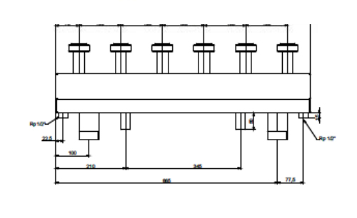 Распределительный коллектор KHW-7 Huch EnTEC на 3 отопительных контура до 200 кВт (105.03.125.70)